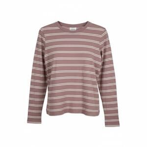 LOFT Mauve White Striped Long Sleeve T-Shirt Women’s Small S Casual Soft Top